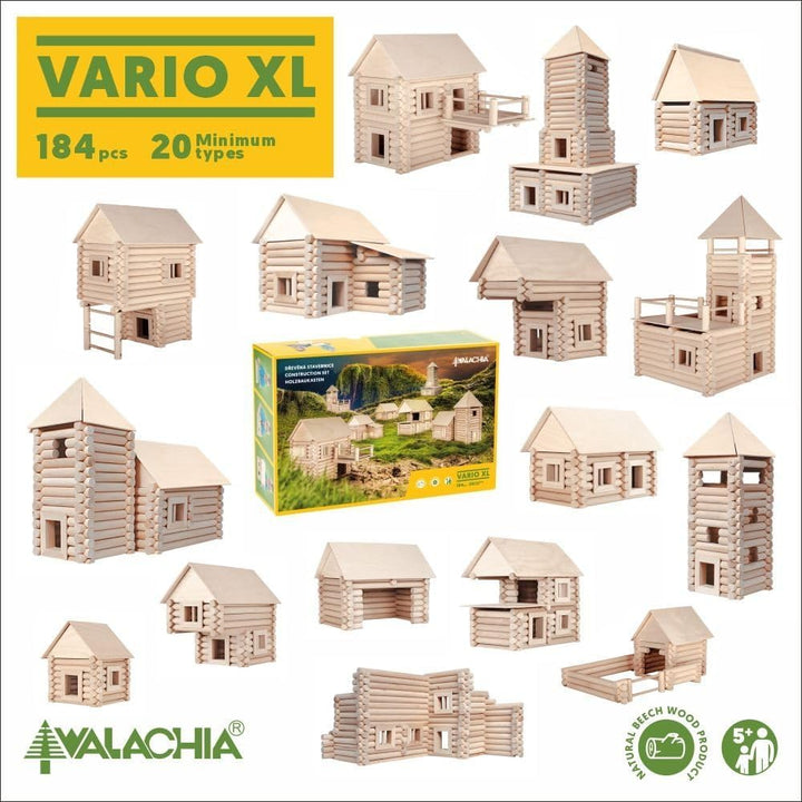 Walachia Vario XL Holzbausteine Holz Baukasten Modellbau Set 184 Teile