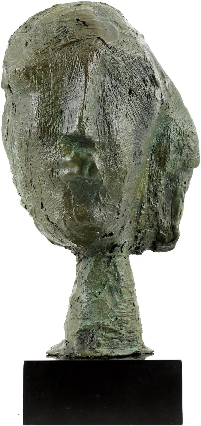 Abstrakte Bronzefigur/Bronzekopf auf Marmorsockel - nach Henry Moore - signiert - Moderne Kunst