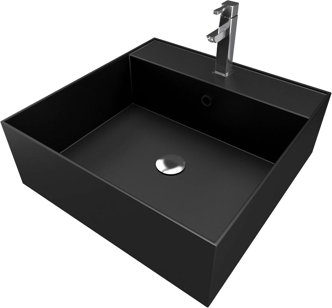 Squary Dark Waschbecken, quadratisch, Keramik, Schwarz, 41 x 41 x 15 cm 40x40x15cm Schwarz, 40x40x15