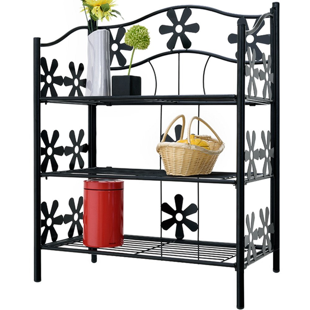 Deuba Blumenregal Metall Schwarz 3 Etagen Balkon Outdoor Indoor Blumenständer Pflanzenständer Blumen