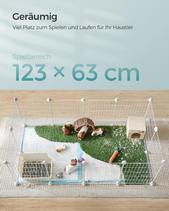 SONGMICS Freilauf, DIY-Kleintiergehege, Kleintierkäfig, Welpenauslauf, Kaninchen, Meerschweinchen, M