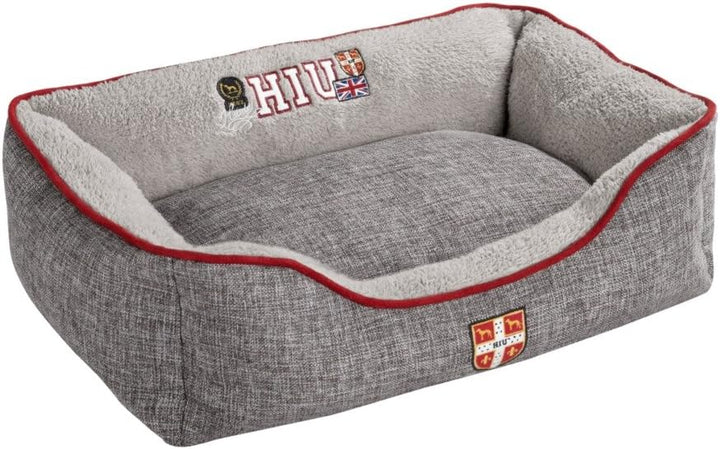 HUNTER Universtity Hundesofa, College-Style, Wendekissen, Plüschbesatz, 100 x 80 cm, grau grau 100 x