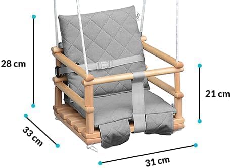 Holz Babyschaukel Kinderschaukel Holz Babywippe Zimmerschaukel Indoor Baby Schaukel Stoff Babysitz B