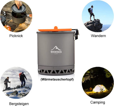 widesea Geschirr für Camping 1,6 l Topf Touristengeschirr Tourismus Wandern Picknick Kochzubehör Koc