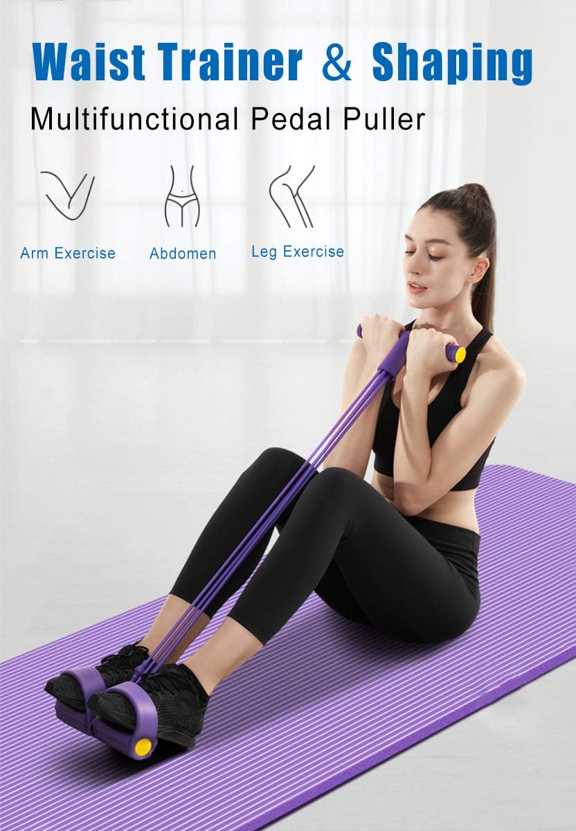 PORRASSO Upgrade 4 Tubes Elastisches Sit-up Pull Rope Pedal Widerstand Band Bodybuilding Expander Mu