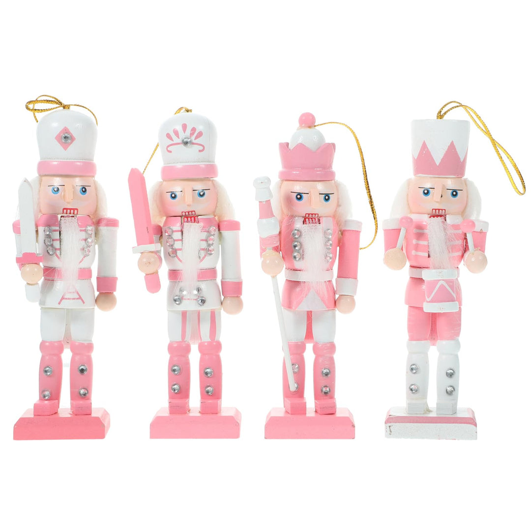 Veemoon 4 Stück Weihnachts Nussknacker aus Holz, 12cm - Soldat Ornamente Baumbehang Christbaumschmuc