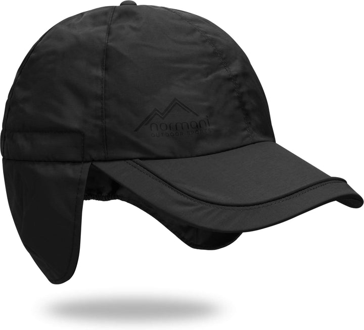 normani Regenmütze Cap verstellbar mit Ohrenschutz 100% Wasserdicht (S-3XL) Schwarz 57, Schwarz 57