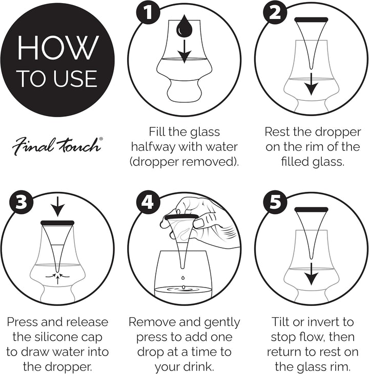 Final Touch Whiskey-Tropfen-Set, Wassertropfen und Glas