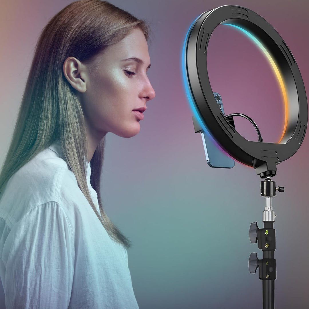 Retoo Ringlicht mit Stativ LED Handystativhalter Ringleuchte für YouTube Sel-fie Makeup Fotografie V