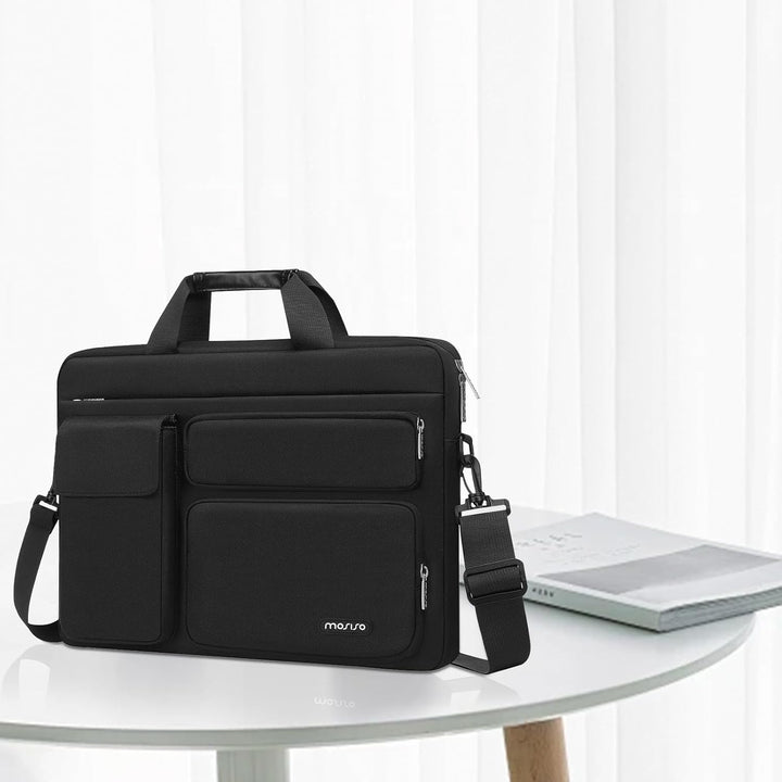 MOSISO Tragbare Umhängetasche mit 2 erhöhten Taschen & 1 Klappe & 1 horizontale Tasche & Griff & Gür