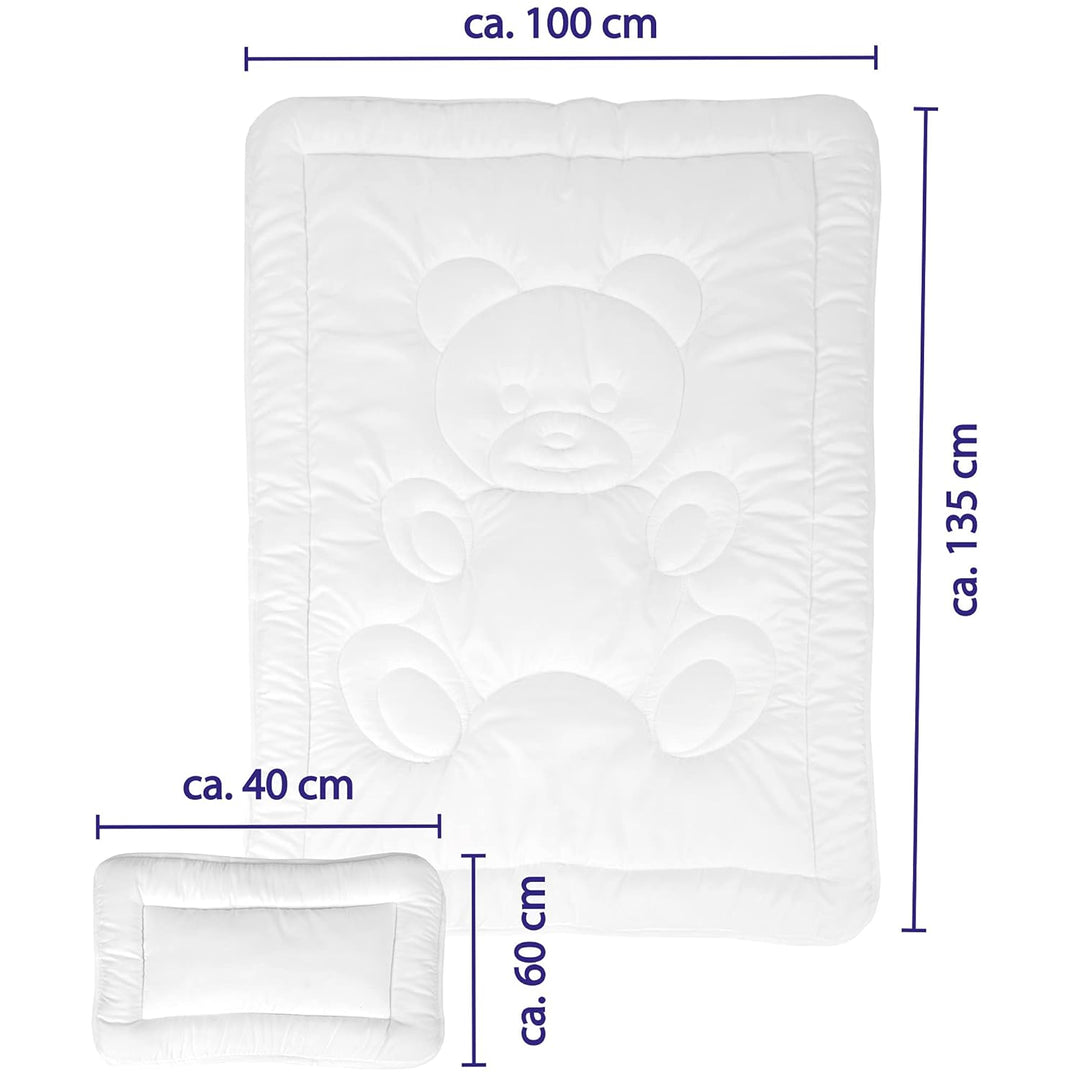 Kinder Betten-Set inkl. Bettwäsche 2-tlg (100x135cm / 40x60cm) Bettdecken Set, Bettbezug aus 100% Ba