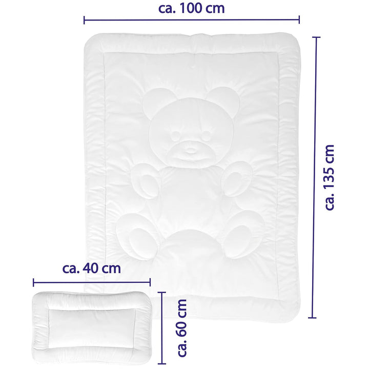 Kinder Betten-Set inkl. Bettwäsche 2-tlg (100x135cm / 40x60cm) Bettdecken Set, Bettbezug aus 100% Ba