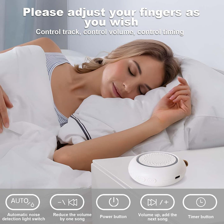 Tragbare White Noise Machine Baby, 24 Beruhigende Geräusche, Einschlafhilfe Babys Erwachsene, Weisse