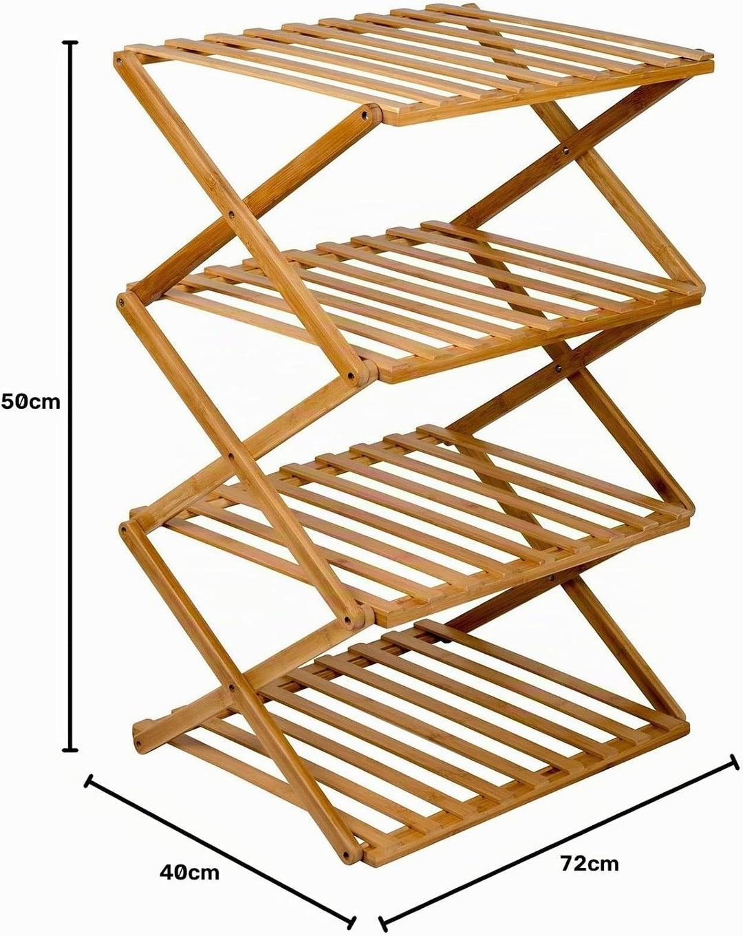 1609300 Fitzroy Camping Regal Faltschrank Faltregal Küche Möbel Faltbar Bambus Holz 50x40x72 cm