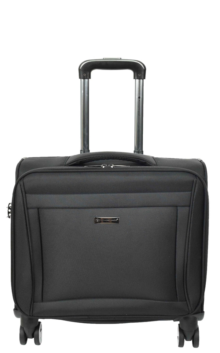 House Of Leather Business Organizer Büro Reise Pilotenkoffer 4 Rollen Trolley Kabinentasche Schwarz