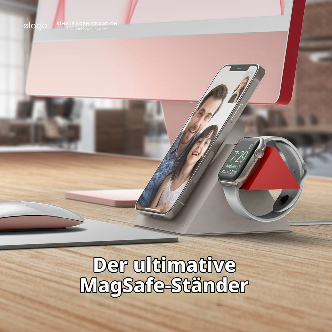 elago MS5 Duo Ladestation Kompatibel mit MagSafe Ladegerät,Kompatibel mit iPhone 15, 14, 13, 12 Seri