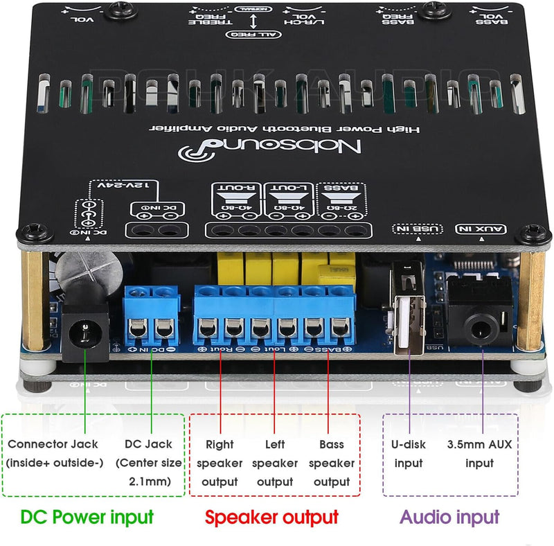 Nobsound - HiFi 2.1 - Class D Leistungsverstärker - mit Bluetooth 5.0 Kanälen