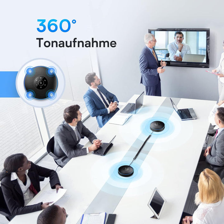 EMEET Bluetooth Konferenzlautsprecher Set - 2pcs Speakers mit Dongle, Konferenzlautsprecher mit Mikr