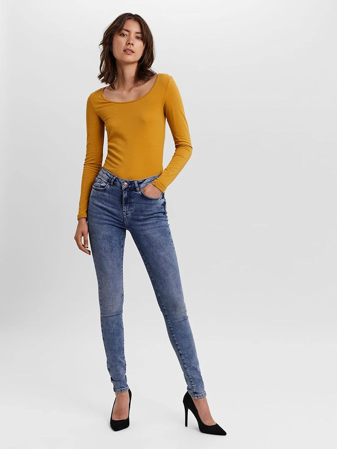 VERO MODA Female Top VMMAXI T-Shirt S Gelb/Braun (1x Chai Tea/ 1x Coffee Bean), S Gelb/Braun (1x Cha