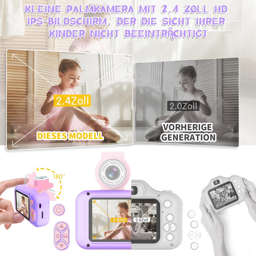 KinderKamera,ARNSSIEN Kinder Kamera,Selfie ,Geschenk für3 4 5 6 7 8 9 10Jahre Mädchen und Junge,2.4i