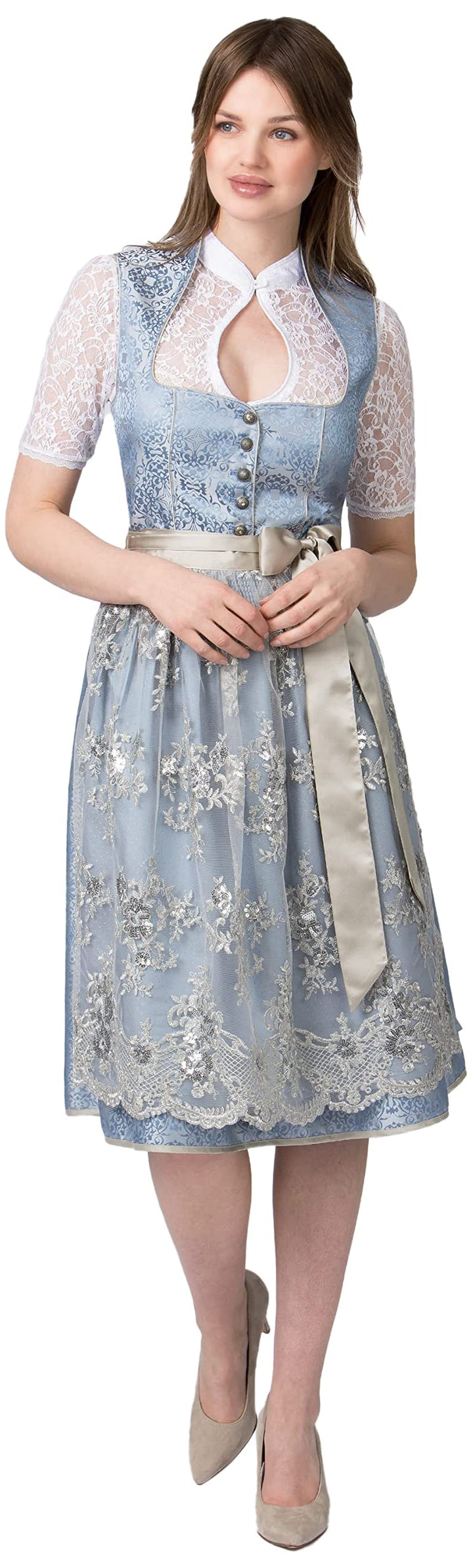Stockerpoint Damen Dirndl Odina Kleid für besondere Anlässe 36 Rauchblau, 36 Rauchblau