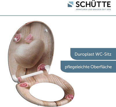 SCHÜTTE WC-Sitz Duroplast ROMANTIC, Toilettensitz mit Absenkautomatik und Schnellverschluss für die