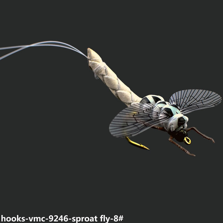 Fliegenfischen-Set mit Fliegenbox/Nymphen/Trockenfliegen, Nassfliegen/Luftschlangen/realistische Fli