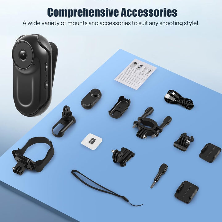 Mini Action Cam, 1080P Tragbare Body Kamera und 64 GB, 130° Bodycam Körperkamera, Outdoor-Reiten Act