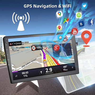 Autoradio 2 Din mit GPS Navi WiFi Freisprecheinrichtung 10 Zoll Doppel mit IOS/Android Mirror Link B