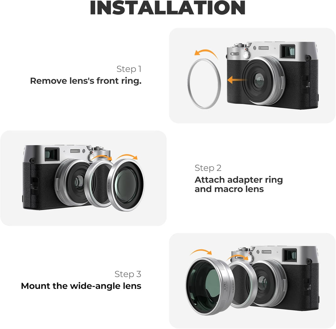 Freewell 2-in-1 Weitwinkel- & Makro-Objektiv kompatibel mit Fuji X100VI/X100V - Vielseitiges Design,