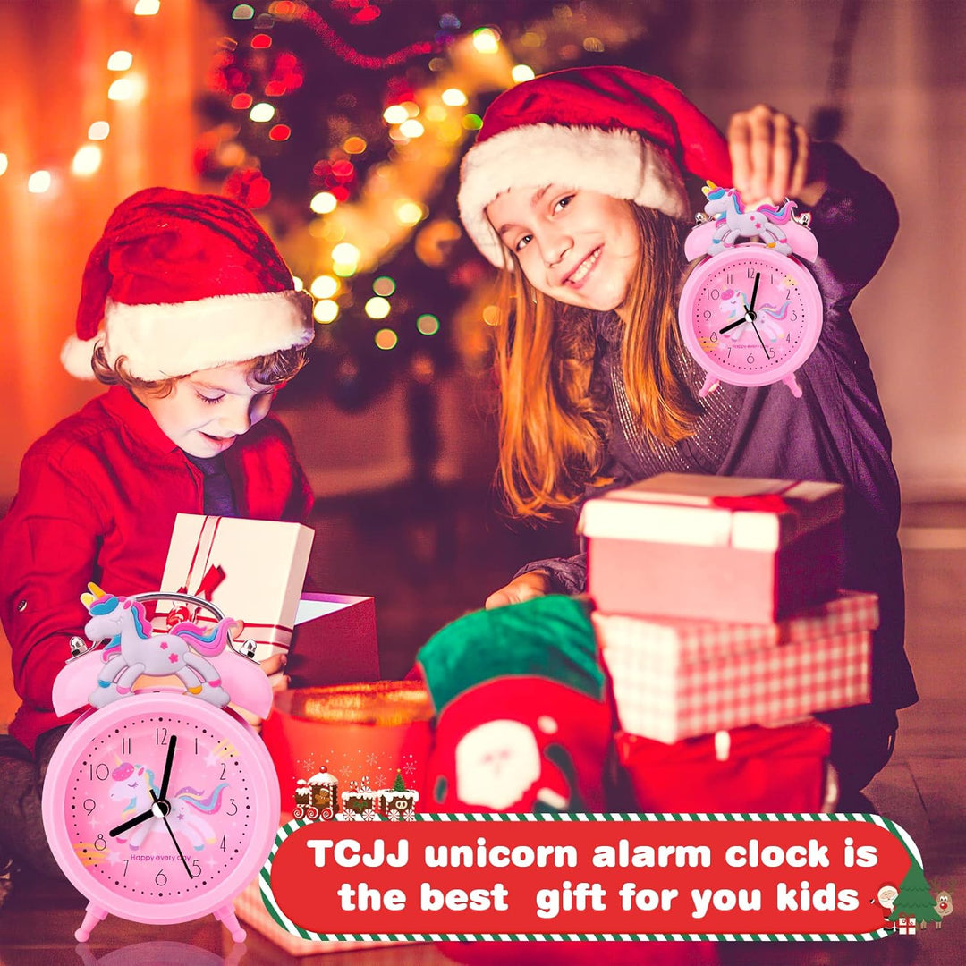 TCJJ Einhorn wecker für Mädchen, Nicht Tickend Wecker Kinder MäDchen,Leiser Nachttisch Rosa Wecker,K