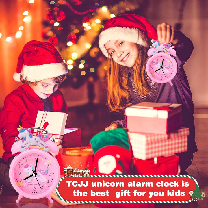 TCJJ Einhorn wecker für Mädchen, Nicht Tickend Wecker Kinder MäDchen,Leiser Nachttisch Rosa Wecker,K