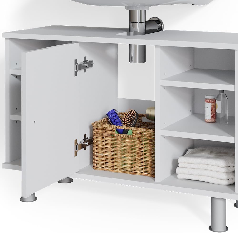Vicco Waschbeckenunterschrank Fynn, Weiss, 80 x 54 cm, Weiss