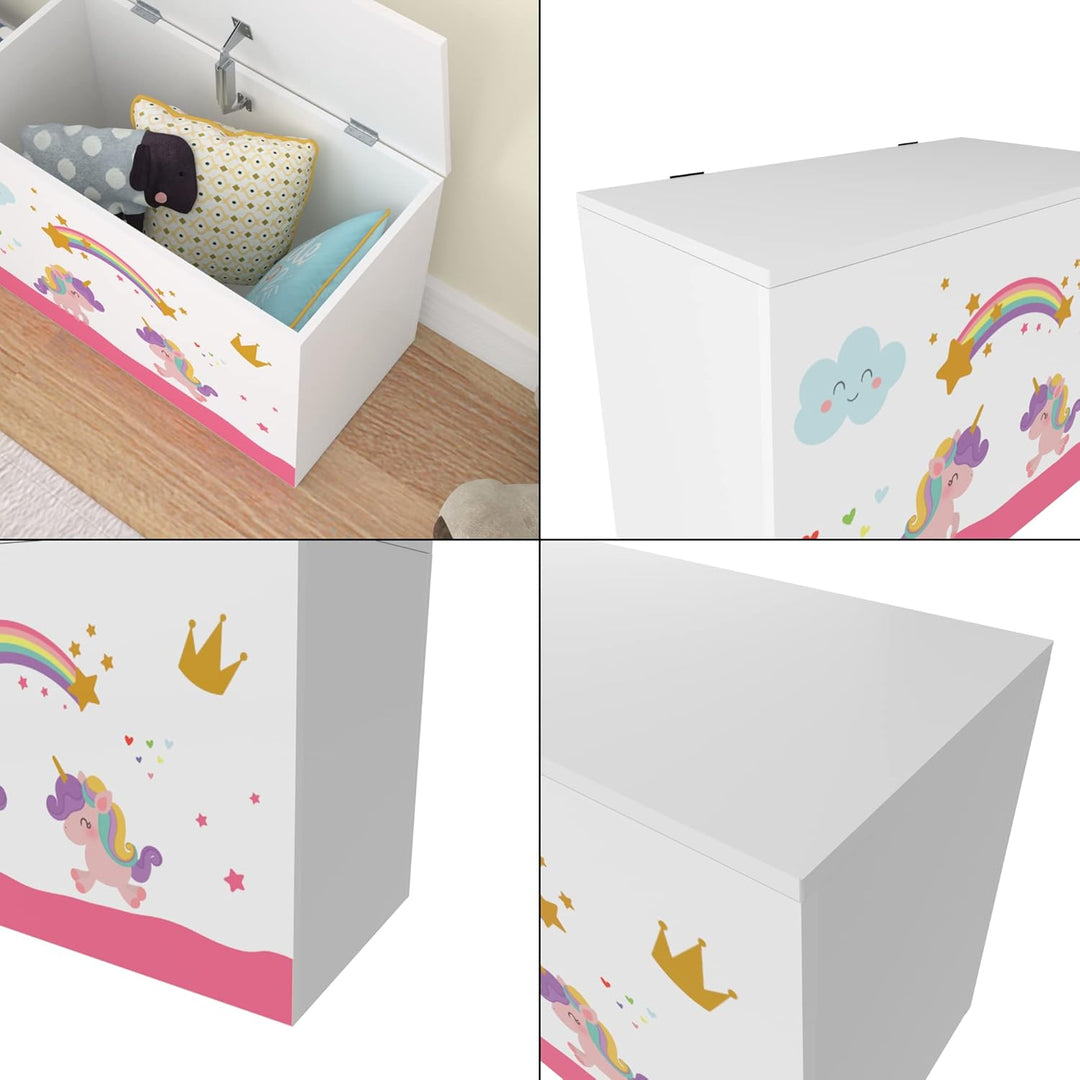 [en.casa] Spielzeugkiste Oleiros mit aufklappbarem Deckel Aufbewahrungsbox für Kinderzimmer Bücher S