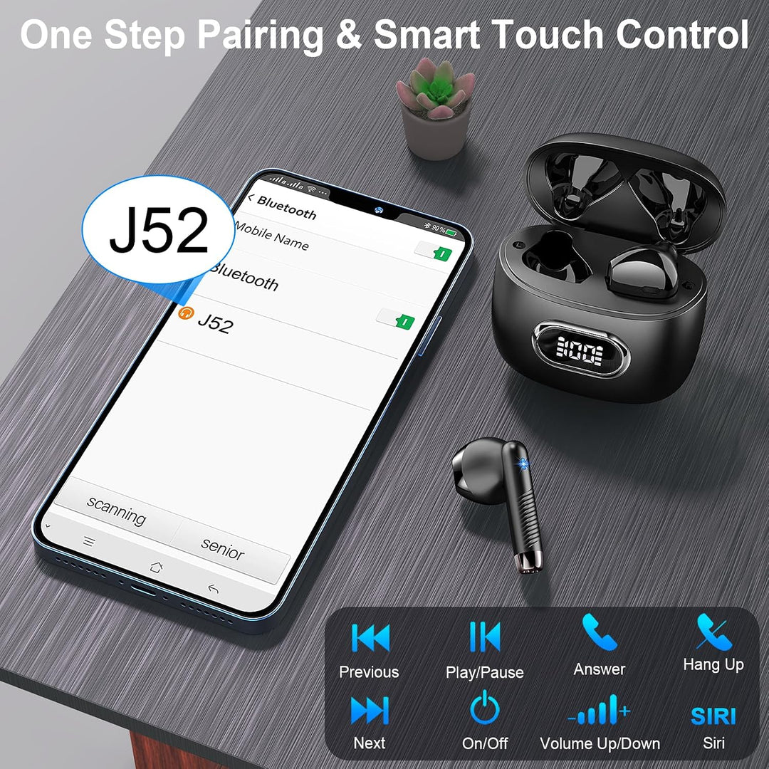Bluetooth Kopfhörer, In Ear Kopfhörer Kabellos Bluetooth 5.4, Tiefer Bass 6D-Stereo Ear Buds, 50 Std