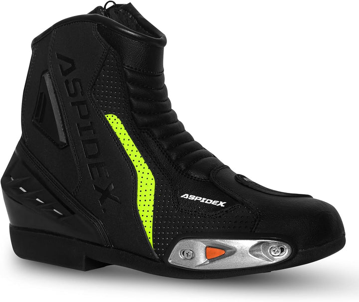 Herren Motorradstiefel Leder Motorrad Stiefel Sport Motorrad Schuhe mit schwarzer Gummisohle Stiefel
