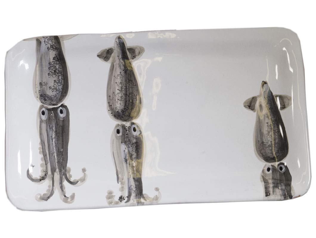 Speiseteller, Servierplatte Marina CALAMARO Tintenfisch 36x21cm Virginia Casa