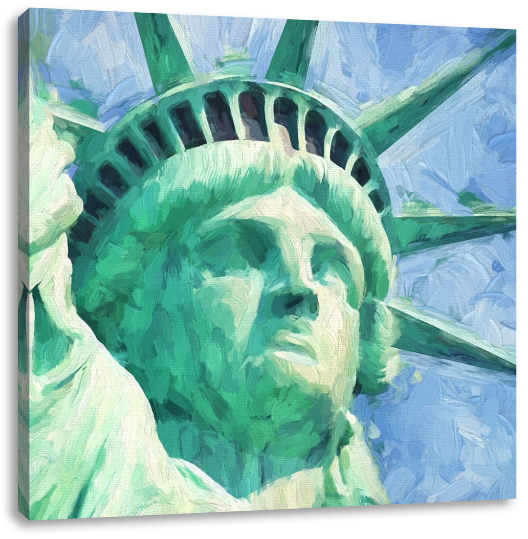 Freiheitsstatue Zeichnung, Format: 70x70 auf Leinwand, XXL riesige Bilder fertig gerahmt mit Keilrah
