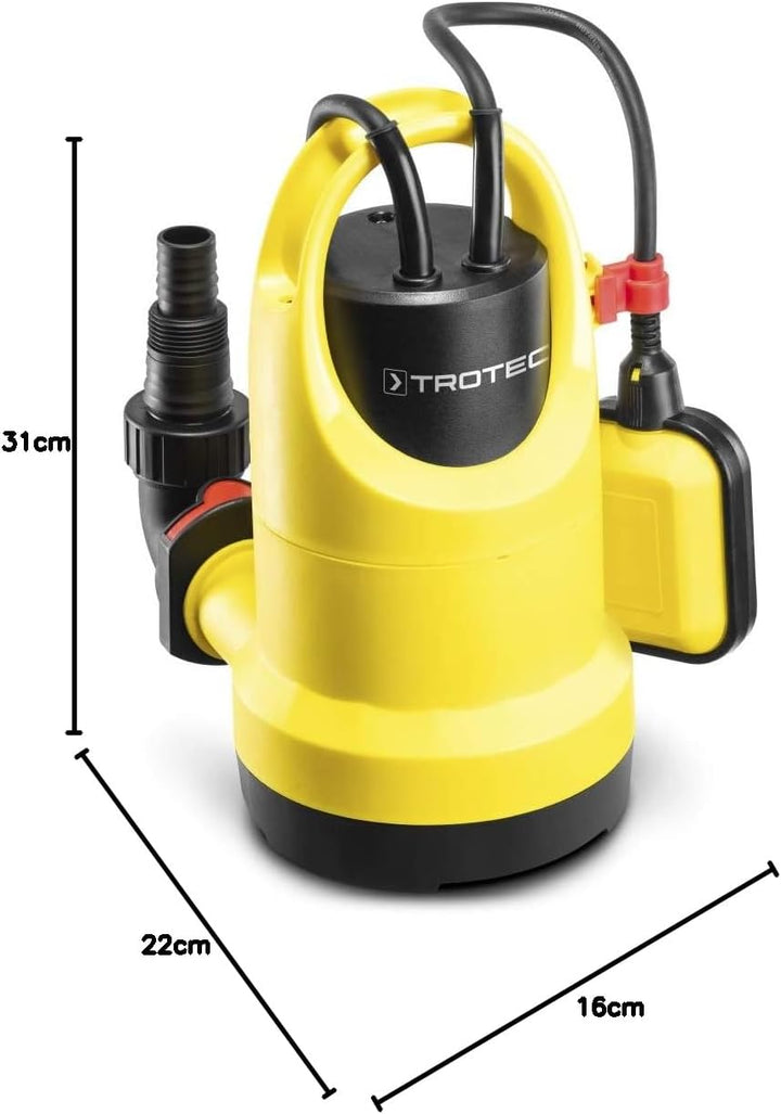 TROTEC Klarwasser-Tauchpumpe TWP 4006 E IPX8 Schutzart, 400 W, 7,5 m Förderhöhe, 7.300 l/h Förderlei