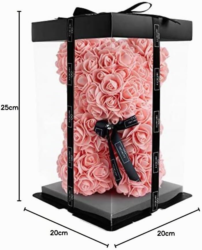 Infinity® Rosenbär mit Geschenkbox &amp; über 300 handbeklebten ewigen Rosen mit Duft - Geschenk für Fra