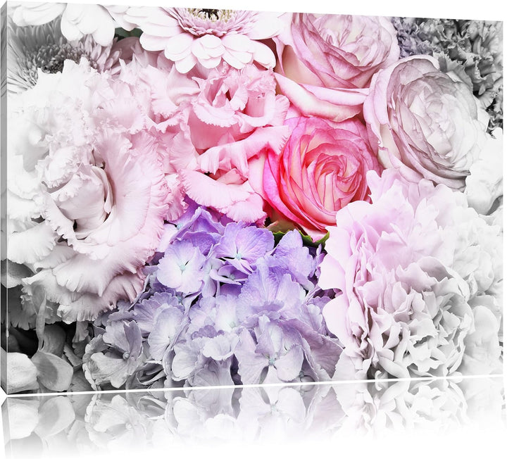 Pixxprint prachtvoller Blumenstrauss als Leinwandbild/Grösse: 100x70 cm/Wandbild/Kunstdruck/fertig b