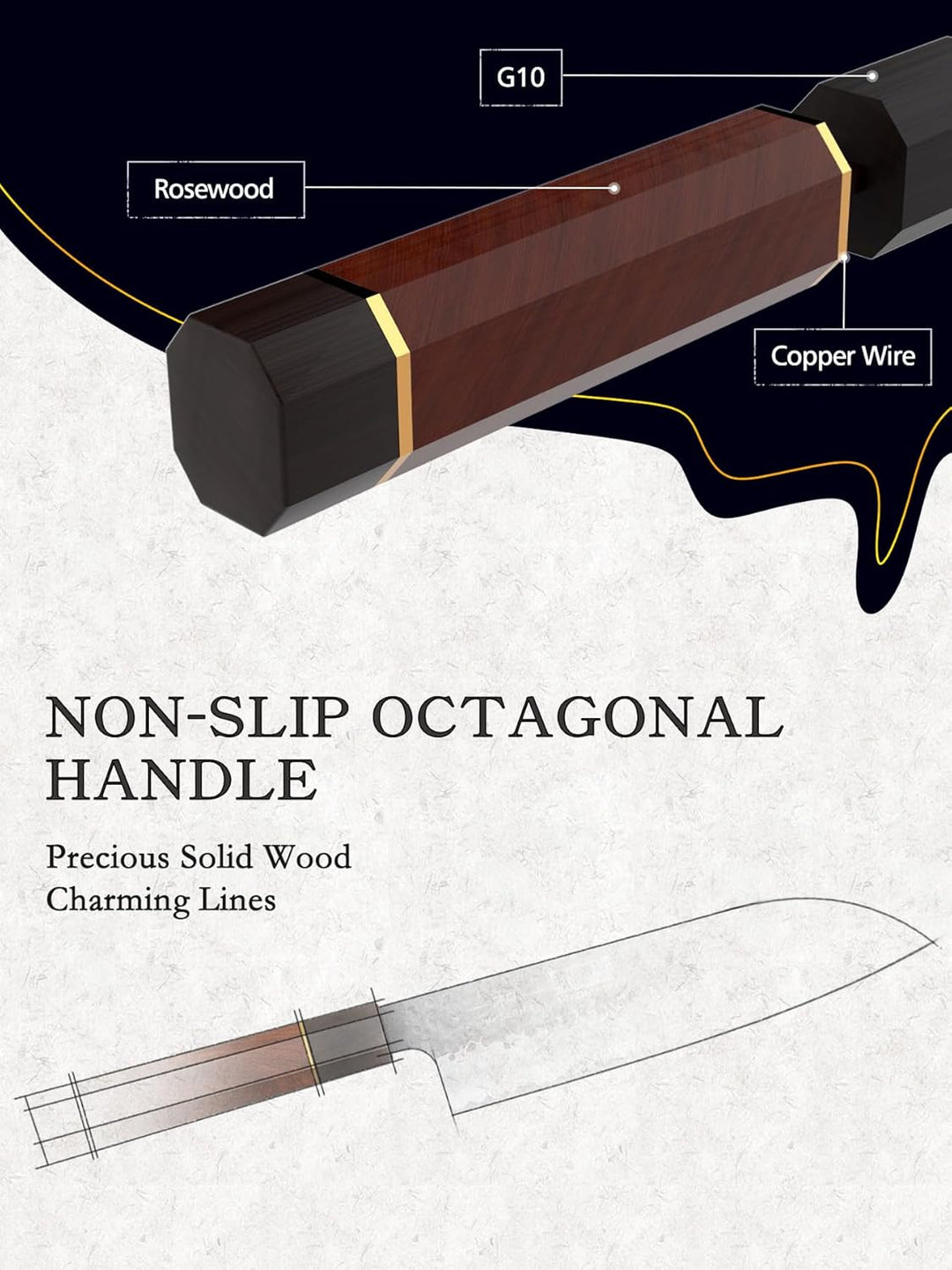 HOSHANHO Santoku Messer 18cm Handgeschmiedetes Kochmesser, Santokumesser Scharfe Messerklinge Küchen