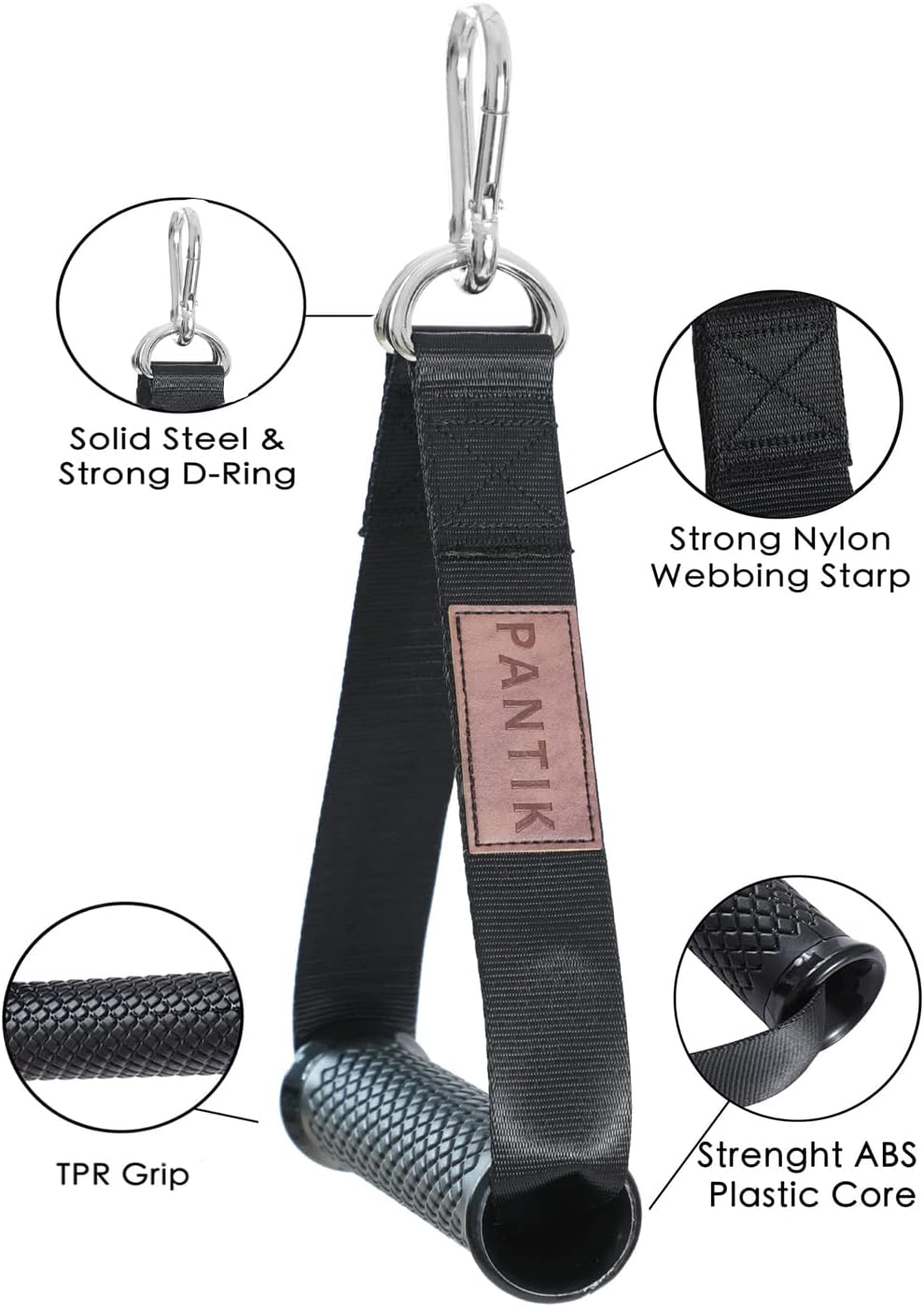 Heavy Exercise Handles Gym Cable Machine Attachments Durable Double D Rings Handles Resistance Bands