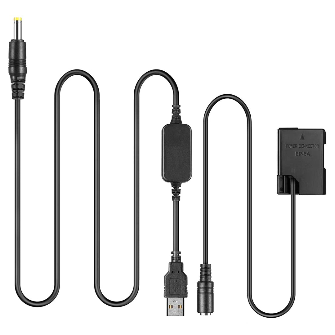 Raeisusp USB Kabel + EP5A EP-5A EN-EL14 Dummy Akku für Nikon P7800 P7100 D5500 D5200 D5100 D5300 D56