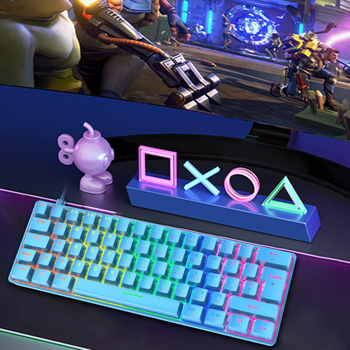 Mini 60% Gaming-Tastatur Kabelgebundene mechanische Keyboard, Kompakte Tragbare 62 Tasten, UK-Layout