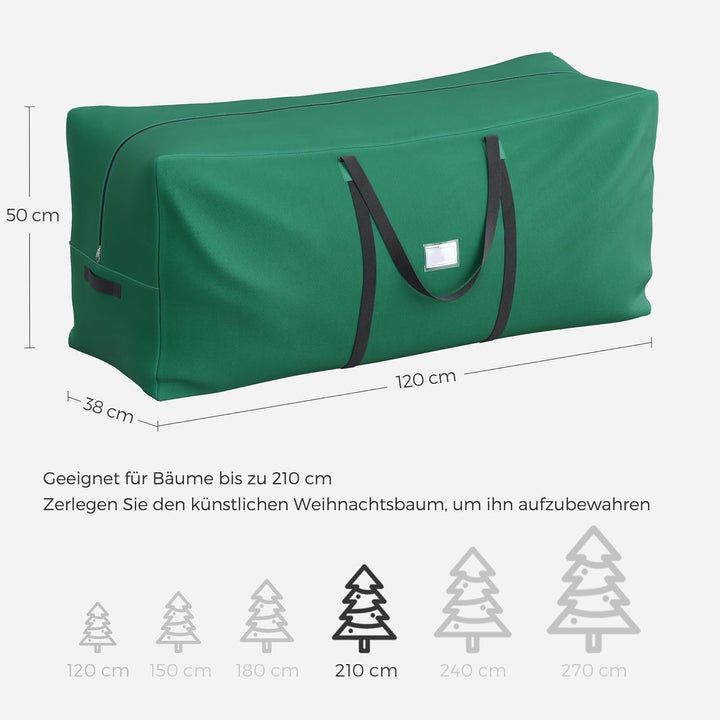SONGMICS Weihnachtsbaum Aufbewahrungstasche, Tragetasche, für Bäume bis zu 210 cm, aus 600D Oxford-G