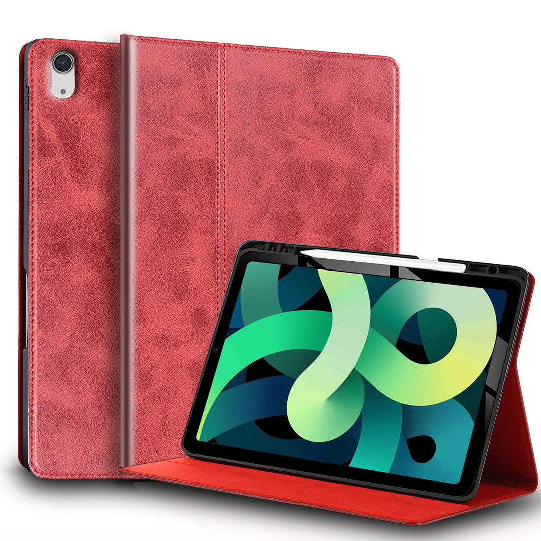 Gexmil Hülle für iPad Air 5./4. Genration 2022/2020 10,9 Zoll Echt Leder Hülle mit Stylus Halter Ant