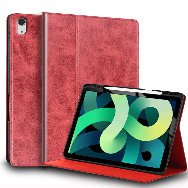 Gexmil Hülle für iPad Air 5./4. Genration 2022/2020 10,9 Zoll Echt Leder Hülle mit Stylus Halter Ant