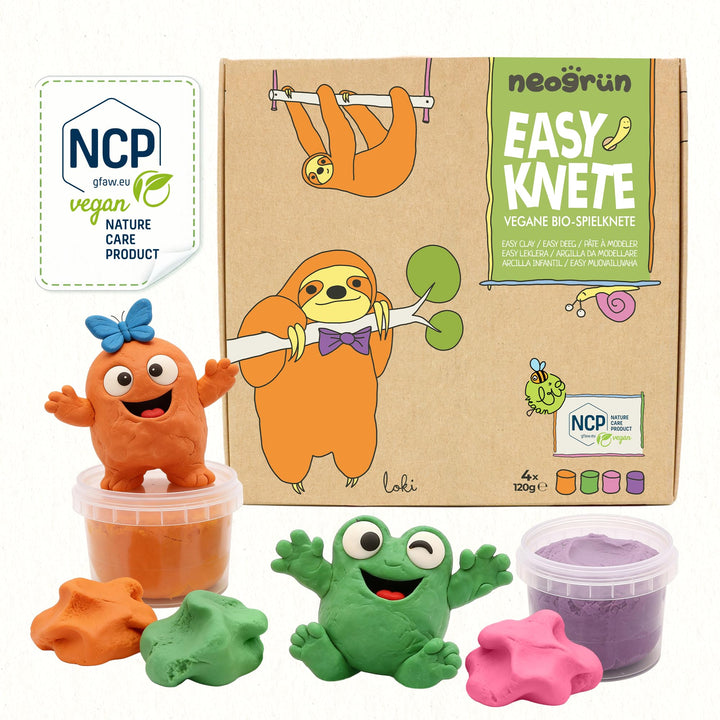 Easy-Knete 4er Set „Loki“ – natürliche Bio-Kinderknete, ungiftig mit pflanzlichen Farben, extra weic