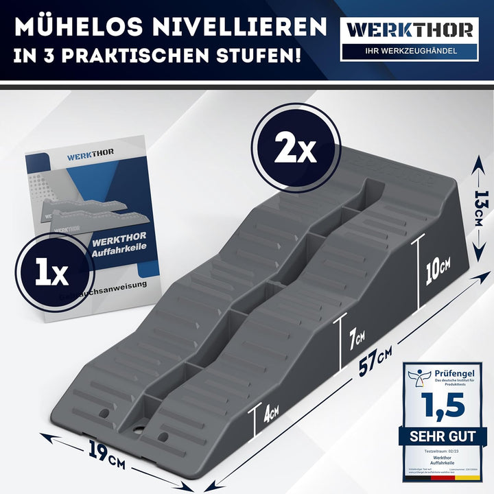 WERKTHOR Auffahrkeile für Wohnmobil - [2er Set] Hochbelastbare Auffahrkeile Camper für maximalen Hal